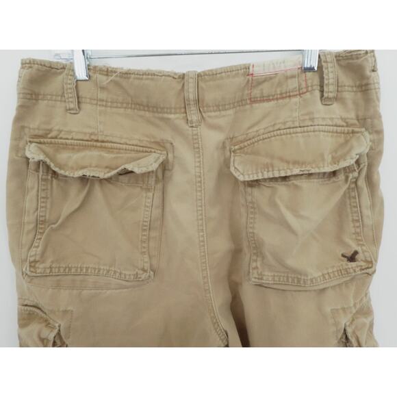 Y2K American Eagle Shorts Mens‎ 33 Khaki Distressed Cargo Utility Grunge - Picture 5 of 11